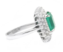 Load image into Gallery viewer, 4.80 Carats Natural Emerald and Diamond 14K Solid White Gold Ring