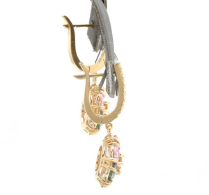 9.00 Carats Natural Multi-Color Sapphire 14K Solid Yellow Gold Earrings