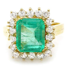 Load image into Gallery viewer, 4.80 Carats Natural Emerald and Diamond 18K Solid Yellow Gold Ring