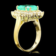 Load image into Gallery viewer, 4.80 Carats Natural Emerald and Diamond 18K Solid Yellow Gold Ring