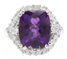 Load image into Gallery viewer, 6.90 Carats Natural Amethyst and Diamond 14K Solid White Gold Ring
