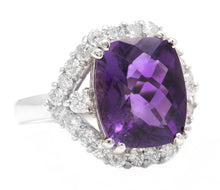 Load image into Gallery viewer, 6.90 Carats Natural Amethyst and Diamond 14K Solid White Gold Ring