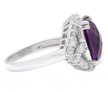 Load image into Gallery viewer, 6.90 Carats Natural Amethyst and Diamond 14K Solid White Gold Ring