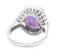 Load image into Gallery viewer, 6.90 Carats Natural Amethyst and Diamond 14K Solid White Gold Ring