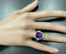Load image into Gallery viewer, 6.90 Carats Natural Amethyst and Diamond 14K Solid White Gold Ring