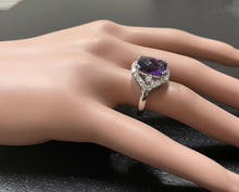 Load image into Gallery viewer, 6.90 Carats Natural Amethyst and Diamond 14K Solid White Gold Ring