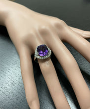 Load image into Gallery viewer, 6.90 Carats Natural Amethyst and Diamond 14K Solid White Gold Ring