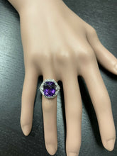 Load image into Gallery viewer, 6.90 Carats Natural Amethyst and Diamond 14K Solid White Gold Ring