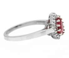 Load image into Gallery viewer, 1.10Ct Natural Untreated Ruby and Natural Diamond 14K White Gold Ring