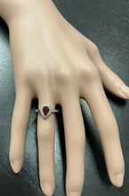 Load image into Gallery viewer, 1.10Ct Natural Untreated Ruby and Natural Diamond 14K White Gold Ring