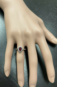 1.10Ct Natural Untreated Ruby and Natural Diamond 14K White Gold Ring