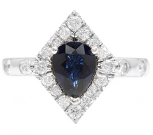 Load image into Gallery viewer, 2.15 Carats Exquisite Natural Blue Sapphire and Diamond 14K Solid White Gold Ring