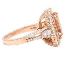 Load image into Gallery viewer, 5.10 Carats Exquisite Natural Morganite and Diamond 14K Solid Rose Gold Ring
