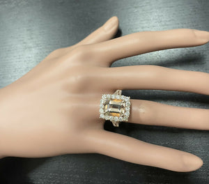 5.10 Carats Exquisite Natural Morganite and Diamond 14K Solid Rose Gold Ring