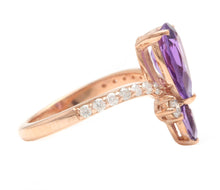 Load image into Gallery viewer, 2.00 Carats Natural Impressive Amethyst and Diamond 14K Rose Gold Ring