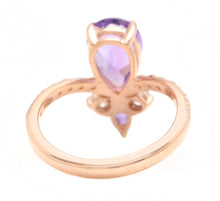 Load image into Gallery viewer, 2.00 Carats Natural Impressive Amethyst and Diamond 14K Rose Gold Ring