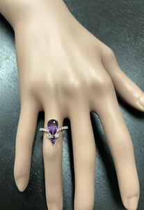 2.00 Carats Natural Impressive Amethyst and Diamond 14K Rose Gold Ring