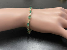 Load image into Gallery viewer, Very Impressive 9.15 Carats Natural Emerald &amp; Diamond 14K Solid Yellow Gold Bracelet