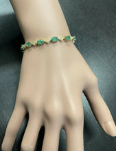 Load image into Gallery viewer, Very Impressive 9.15 Carats Natural Emerald &amp; Diamond 14K Solid Yellow Gold Bracelet