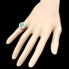 Load image into Gallery viewer, 3.00 Carats Natural Emerald and Diamond 14K Solid Yellow Gold Ring