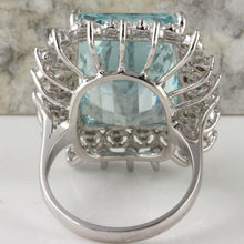 Load image into Gallery viewer, 14.90 Carats Natural Aquamarine and Diamond 14K Solid White Gold Ring