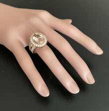 Load image into Gallery viewer, 8.00 Carats Exquisite Natural Peach Morganite and Diamond 14K Solid Rose Gold Ring