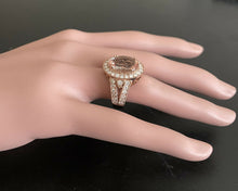 Load image into Gallery viewer, 8.00 Carats Exquisite Natural Peach Morganite and Diamond 14K Solid Rose Gold Ring