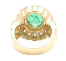 Load image into Gallery viewer, 4.90 Carats Natural Emerald and Diamond 14K Solid Yellow Gold Ring