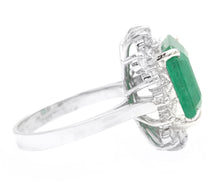 Load image into Gallery viewer, 7.05 Carats Natural Emerald and Diamond 14K Solid White Gold Ring