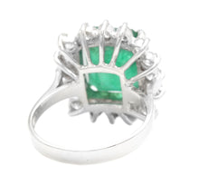 Load image into Gallery viewer, 7.05 Carats Natural Emerald and Diamond 14K Solid White Gold Ring
