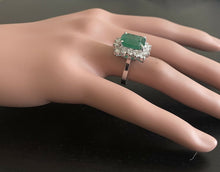 Load image into Gallery viewer, 7.05 Carats Natural Emerald and Diamond 14K Solid White Gold Ring
