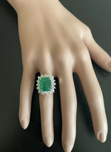 Load image into Gallery viewer, 7.05 Carats Natural Emerald and Diamond 14K Solid White Gold Ring