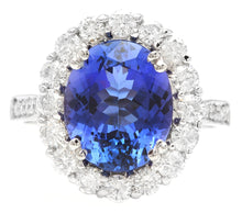Load image into Gallery viewer, 4.90 Carats Natural Very Nice Looking Tanzanite and Diamond 18K Solid White Gold Ring