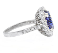 Load image into Gallery viewer, 4.90 Carats Natural Very Nice Looking Tanzanite and Diamond 18K Solid White Gold Ring