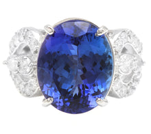 Load image into Gallery viewer, 9.50 Carats Natural Very Nice Looking Tanzanite and Diamond 14K Solid White Gold Ring