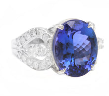 Load image into Gallery viewer, 9.50 Carats Natural Very Nice Looking Tanzanite and Diamond 14K Solid White Gold Ring