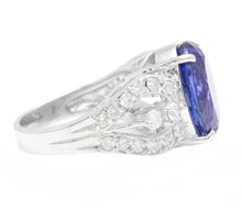 Load image into Gallery viewer, 9.50 Carats Natural Very Nice Looking Tanzanite and Diamond 14K Solid White Gold Ring