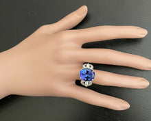 Load image into Gallery viewer, 9.50 Carats Natural Very Nice Looking Tanzanite and Diamond 14K Solid White Gold Ring