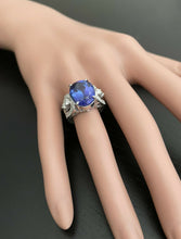 Load image into Gallery viewer, 9.50 Carats Natural Very Nice Looking Tanzanite and Diamond 14K Solid White Gold Ring