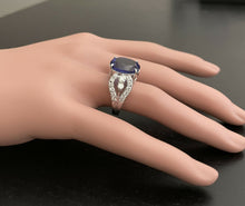 Load image into Gallery viewer, 9.50 Carats Natural Very Nice Looking Tanzanite and Diamond 14K Solid White Gold Ring