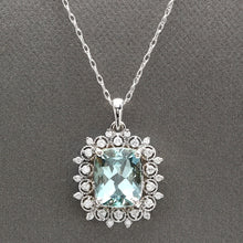 Load image into Gallery viewer, 3.40Ct Natural Aquamarine and Diamond 14K Solid White Gold Necklace