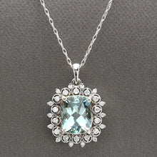 Load image into Gallery viewer, 3.40Ct Natural Aquamarine and Diamond 14K Solid White Gold Necklace