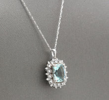 Load image into Gallery viewer, 3.40Ct Natural Aquamarine and Diamond 14K Solid White Gold Necklace