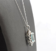 Load image into Gallery viewer, 3.40Ct Natural Aquamarine and Diamond 14K Solid White Gold Necklace