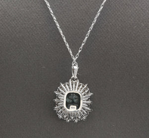 3.40Ct Natural Aquamarine and Diamond 14K Solid White Gold Necklace