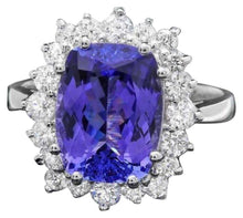 Load image into Gallery viewer, 5.60 Carats Natural Tanzanite and Diamond 14K Solid White Gold Ring