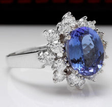Load image into Gallery viewer, 4.07 Carats Natural Very Nice Looking Tanzanite and Diamond 14K Solid White Gold Ring