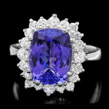 Load image into Gallery viewer, 5.60 Carats Natural Tanzanite and Diamond 14K Solid White Gold Ring