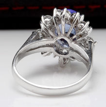 Load image into Gallery viewer, 4.07 Carats Natural Very Nice Looking Tanzanite and Diamond 14K Solid White Gold Ring