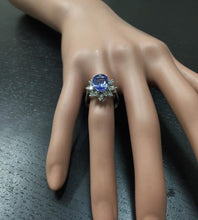 Load image into Gallery viewer, 4.07 Carats Natural Very Nice Looking Tanzanite and Diamond 14K Solid White Gold Ring